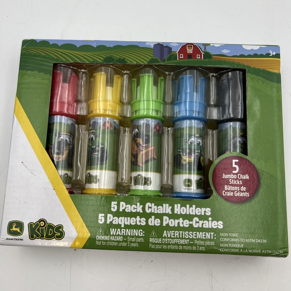 John Deere 5 Pack Chalk Holders. Fun Colors. New In Box. 3+ Years‎ Old.